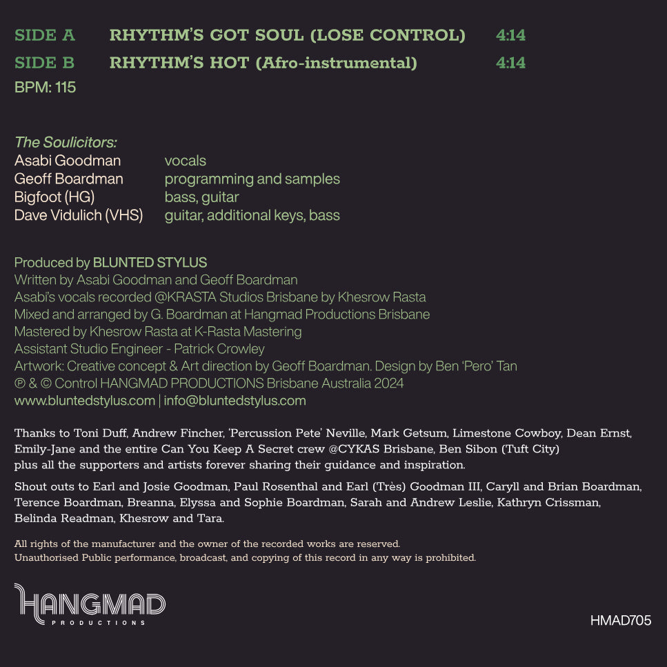 Blunted Stylus ft. Asabi Goodman - Rhythm's Got Soul (Black or Splatter 7" Vinyl)